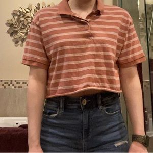 Cropped polo shirt